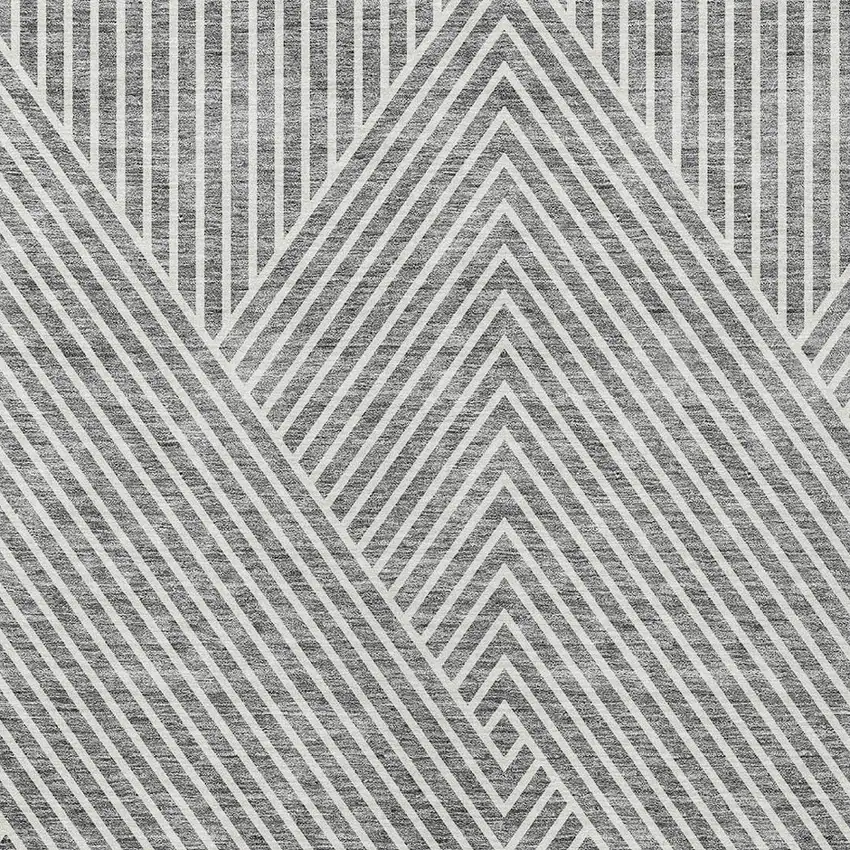 Gray And Ivory Geometric Washable Indoor Outdoor Area Rug Photo 5
