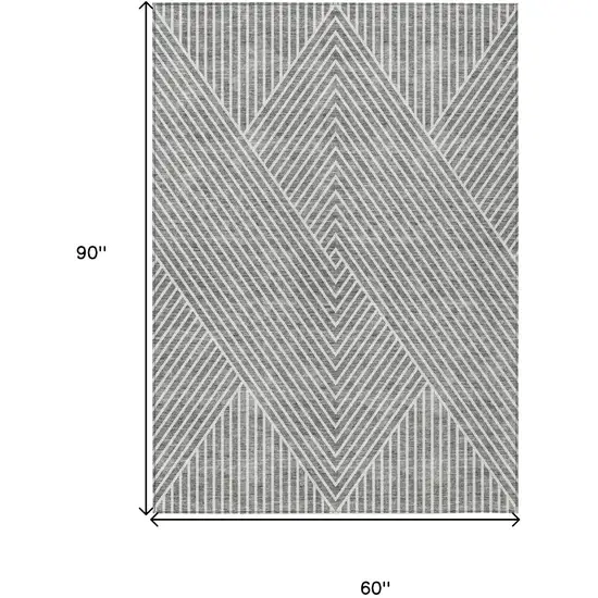 Gray And Ivory Geometric Washable Indoor Outdoor Area Rug Photo 3