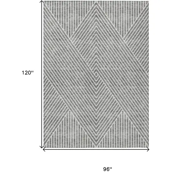 Gray And Ivory Geometric Washable Indoor Outdoor Area Rug Photo 3