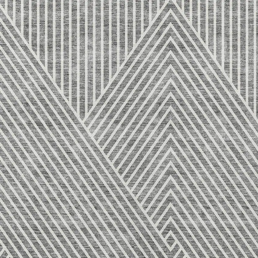 Gray And Ivory Geometric Washable Indoor Outdoor Area Rug Photo 5
