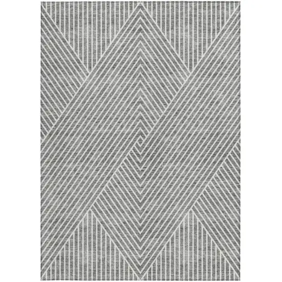 Gray And Ivory Geometric Washable Indoor Outdoor Area Rug Photo 6