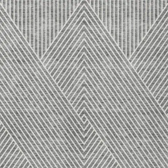 Gray And Ivory Geometric Washable Indoor Outdoor Area Rug Photo 5