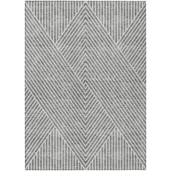 Gray And Ivory Geometric Washable Indoor Outdoor Area Rug Photo 2