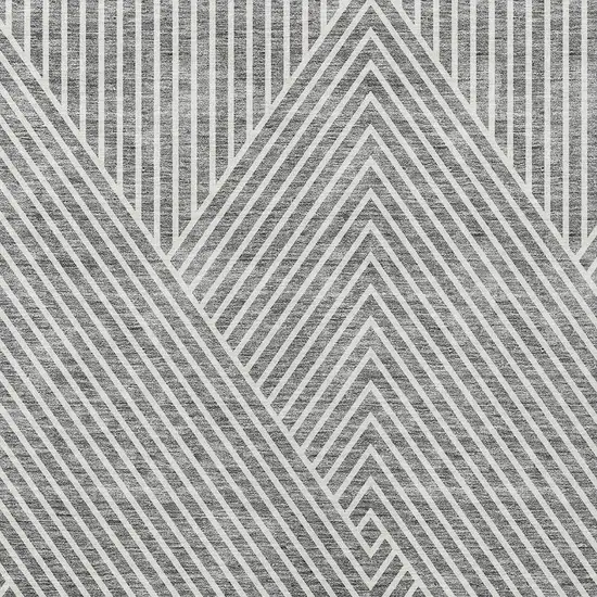 Gray And Ivory Geometric Washable Indoor Outdoor Area Rug Photo 5