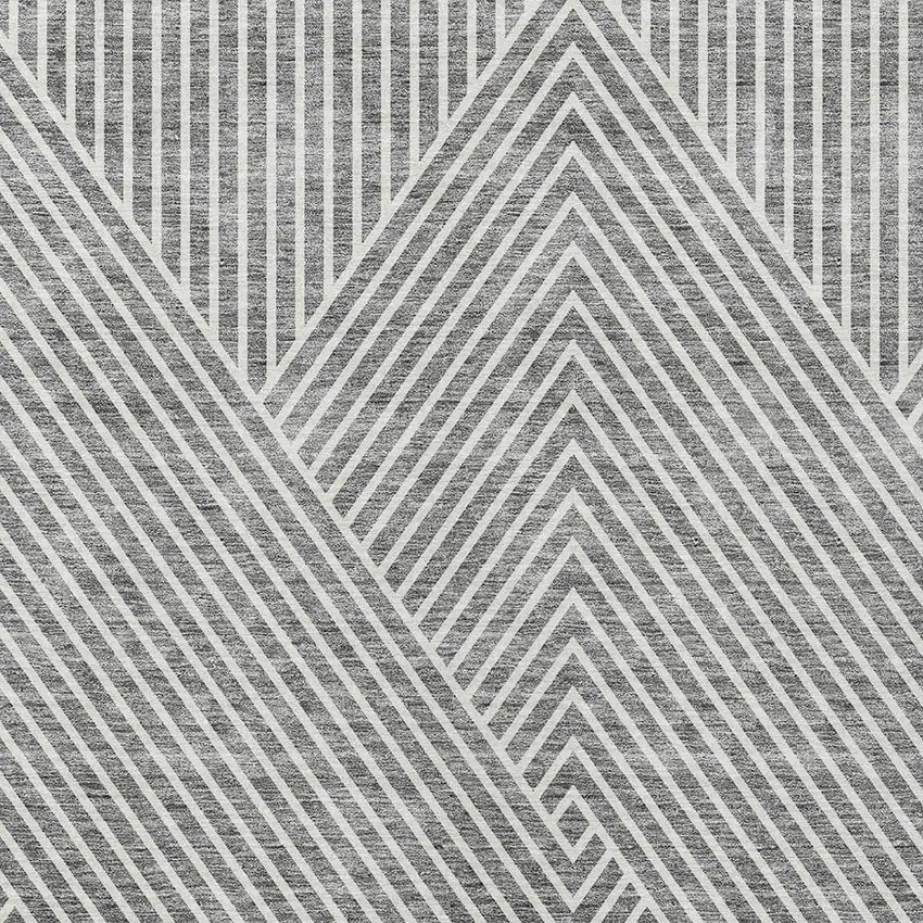 Gray And Ivory Geometric Washable Indoor Outdoor Area Rug Photo 5