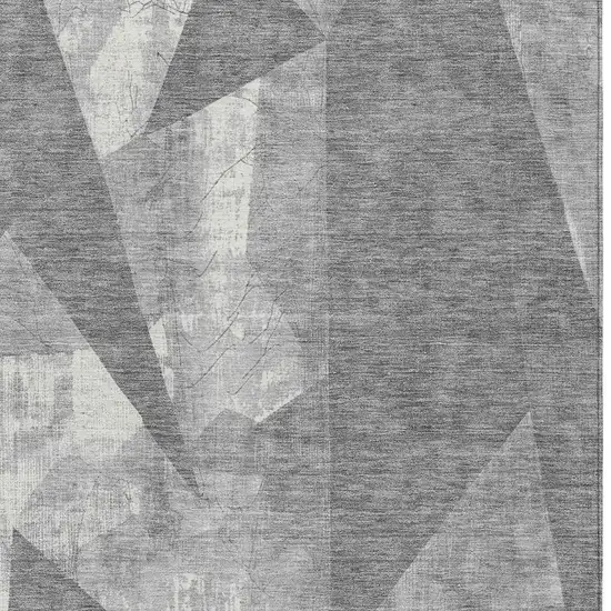 Gray And Ivory Geometric Washable Indoor Outdoor Area Rug Photo 3