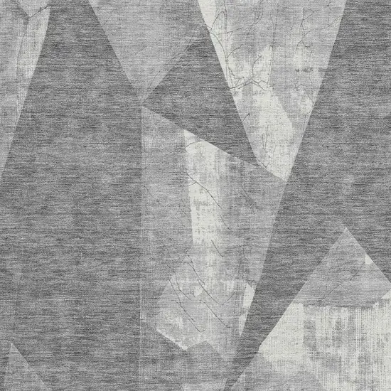 Gray And Ivory Geometric Washable Indoor Outdoor Area Rug Photo 3