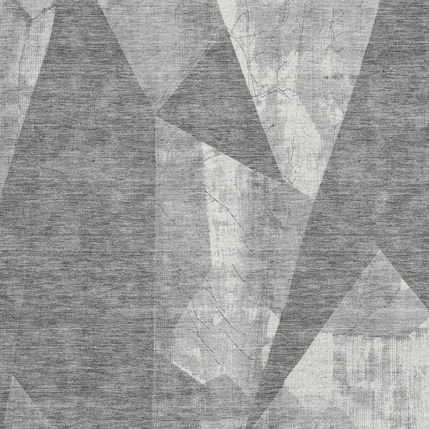 Gray And Ivory Geometric Washable Indoor Outdoor Area Rug Photo 3