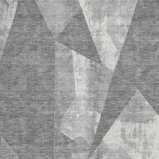 Gray And Ivory Geometric Washable Indoor Outdoor Area Rug Photo 3