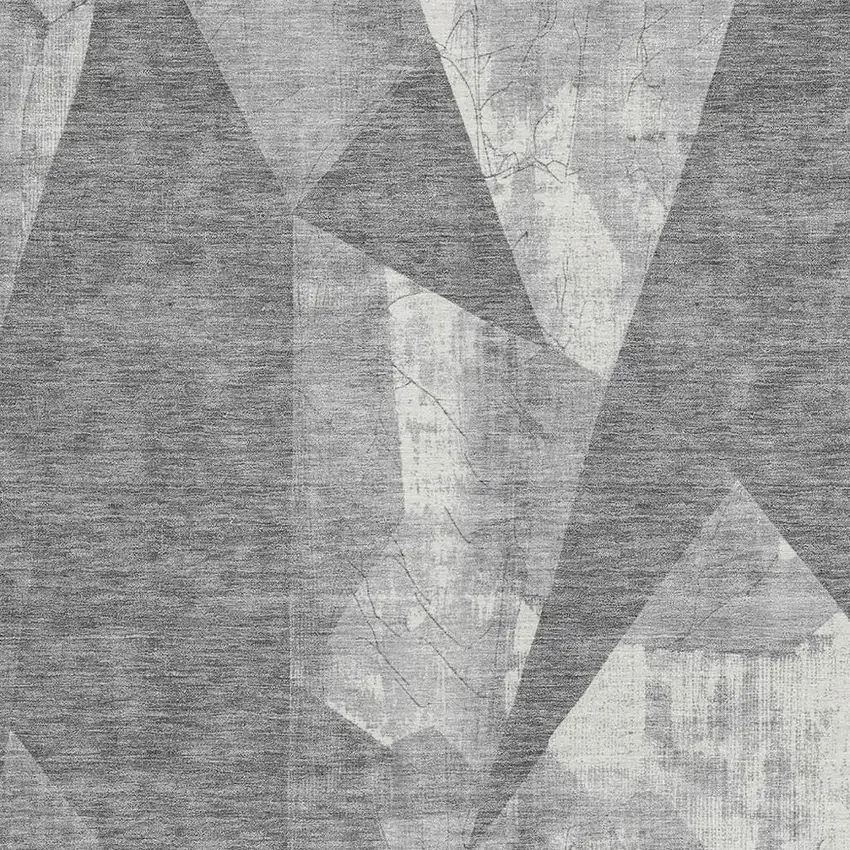 Gray And Ivory Geometric Washable Indoor Outdoor Area Rug Photo 3