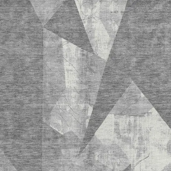 Gray And Ivory Geometric Washable Indoor Outdoor Area Rug Photo 3