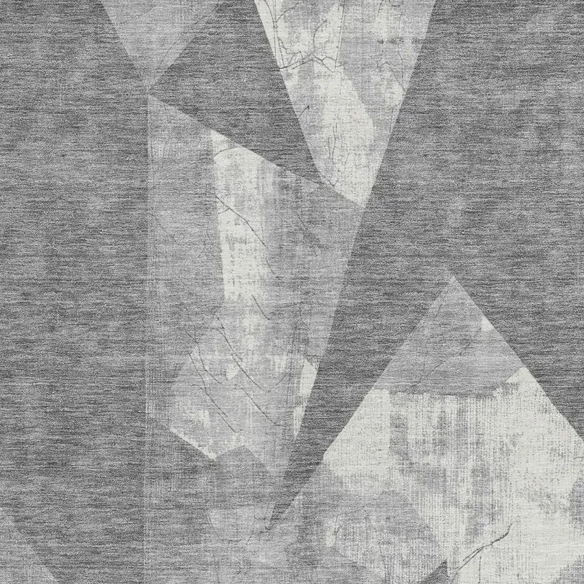 Gray And Ivory Geometric Washable Indoor Outdoor Area Rug Photo 3