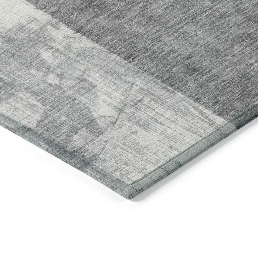 Gray And Ivory Geometric Washable Indoor Outdoor Area Rug Photo 8