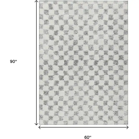 Gray And Ivory Geometric Washable Indoor Outdoor Area Rug Photo 8