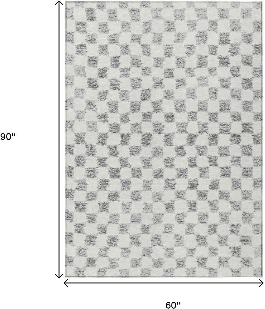 Gray And Ivory Geometric Washable Indoor Outdoor Area Rug Photo 8