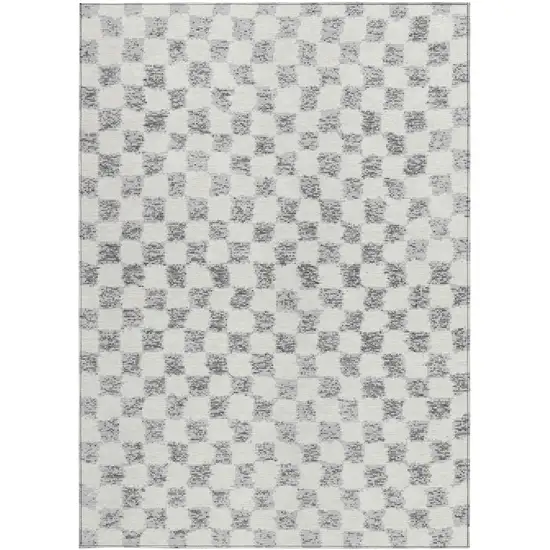 Gray And Ivory Geometric Washable Indoor Outdoor Area Rug Photo 3