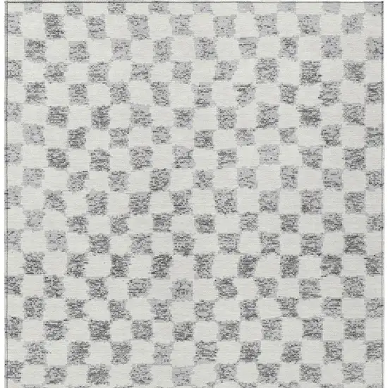 Gray And Ivory Geometric Washable Indoor Outdoor Area Rug Photo 9