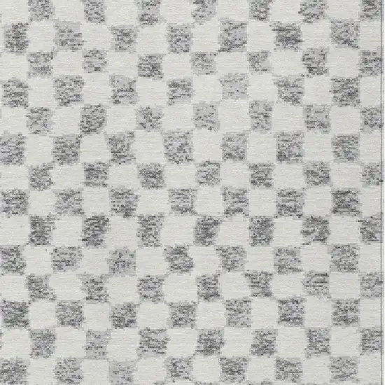 Gray And Ivory Geometric Washable Indoor Outdoor Area Rug Photo 4