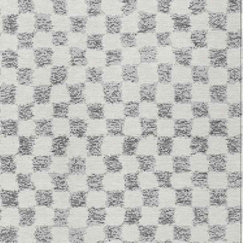 Gray And Ivory Geometric Washable Indoor Outdoor Area Rug Photo 4