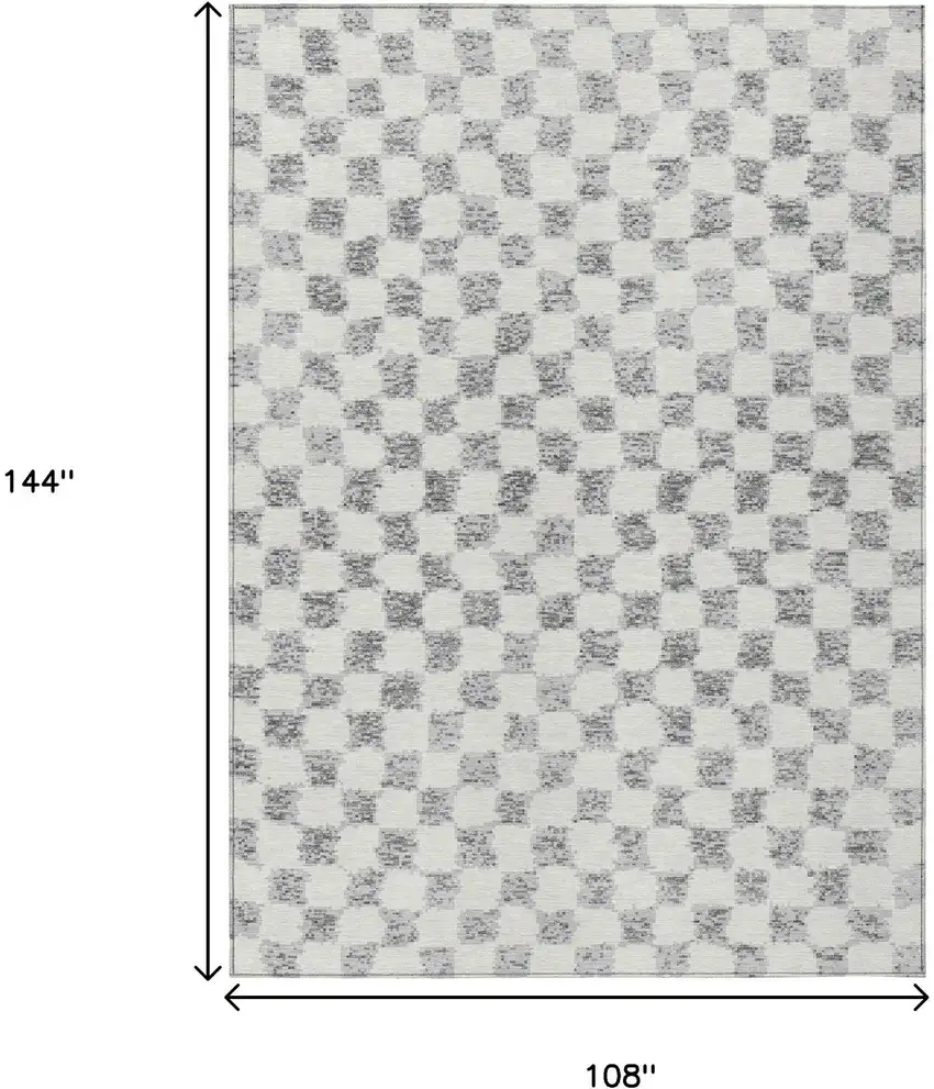 Gray And Ivory Geometric Washable Indoor Outdoor Area Rug Photo 9