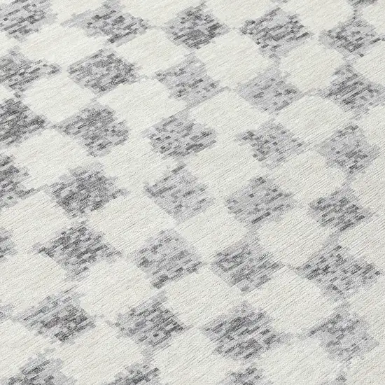 Gray And Ivory Geometric Washable Indoor Outdoor Area Rug Photo 8