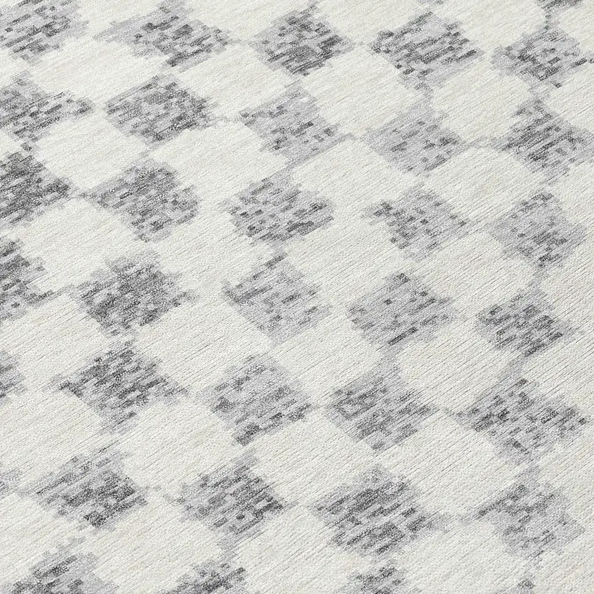 Gray And Ivory Geometric Washable Indoor Outdoor Area Rug Photo 8