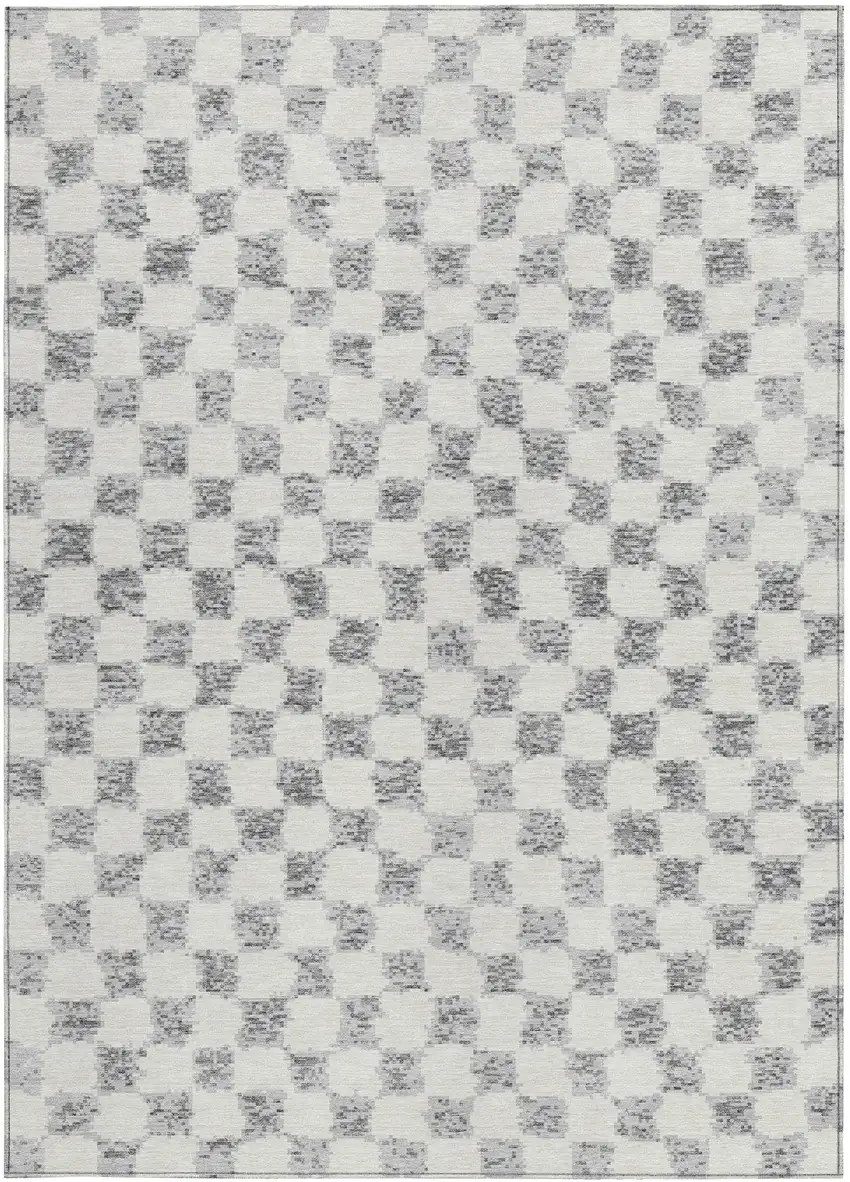 Gray And Ivory Geometric Washable Indoor Outdoor Area Rug Photo 3