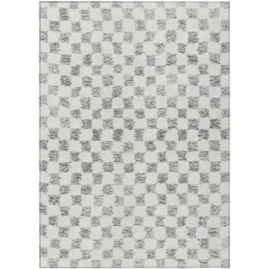 Gray And Ivory Geometric Washable Indoor Outdoor Area Rug Photo 1