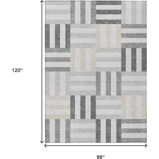 Gray And Ivory Geometric Washable Indoor Outdoor Area Rug Photo 3