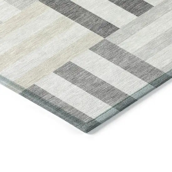 Gray And Ivory Geometric Washable Indoor Outdoor Area Rug Photo 4