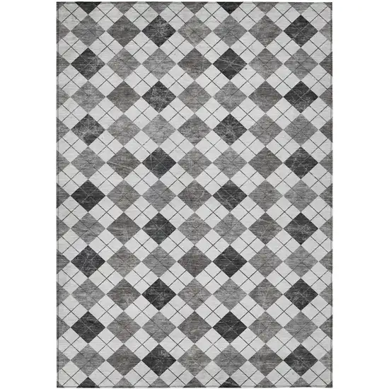 Gray And Ivory Geometric Washable Indoor Outdoor Area Rug Photo 2