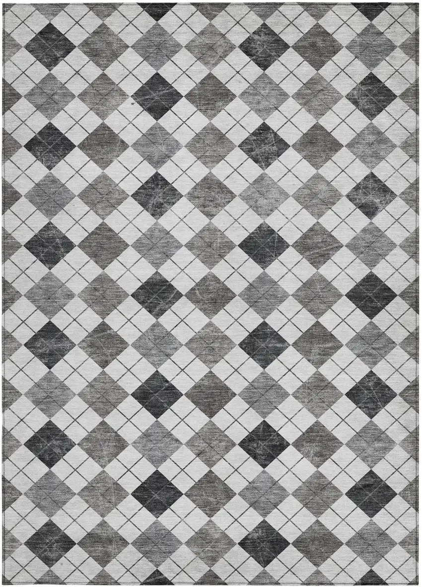 Gray And Ivory Geometric Washable Indoor Outdoor Area Rug Photo 4