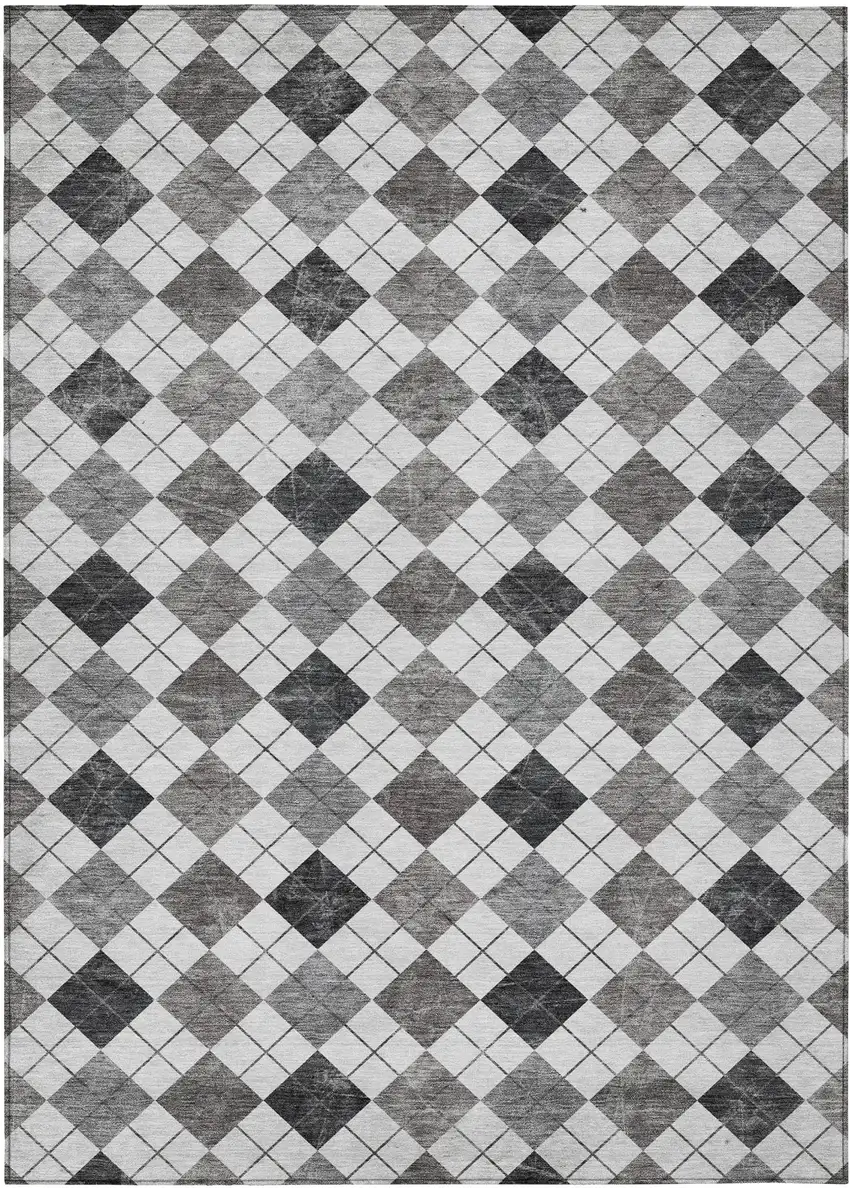 Gray And Ivory Geometric Washable Indoor Outdoor Area Rug Photo 2