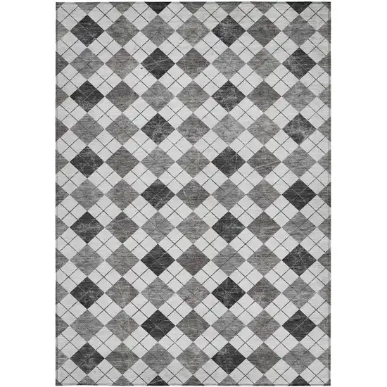 Gray And Ivory Geometric Washable Indoor Outdoor Area Rug Photo 4