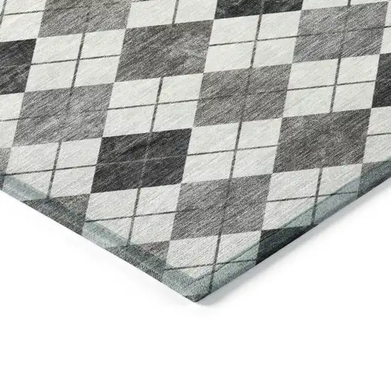 Gray And Ivory Geometric Washable Indoor Outdoor Area Rug Photo 6