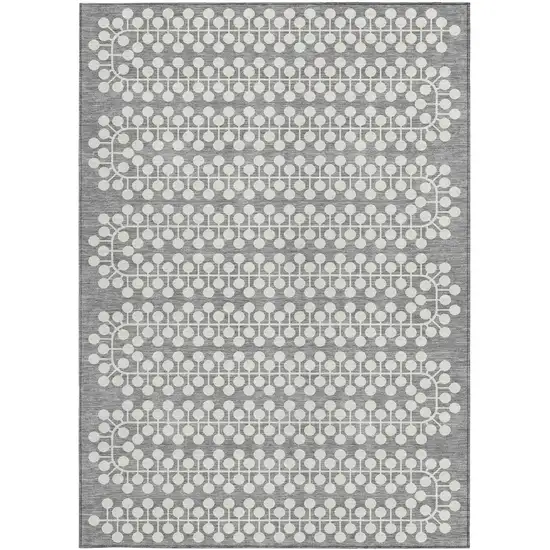 Gray And Ivory Geometric Washable Indoor Outdoor Area Rug Photo 5