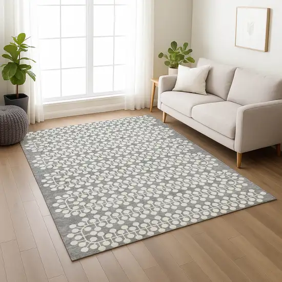 Gray And Ivory Geometric Washable Indoor Outdoor Area Rug Photo 8