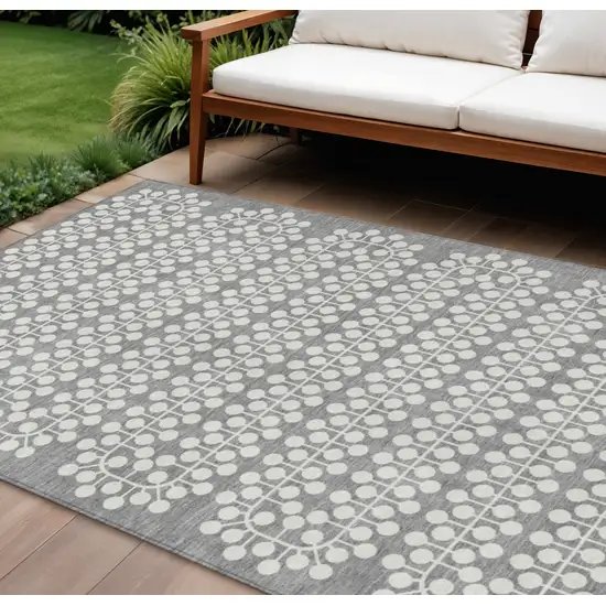 Gray And Ivory Geometric Washable Indoor Outdoor Area Rug Photo 1