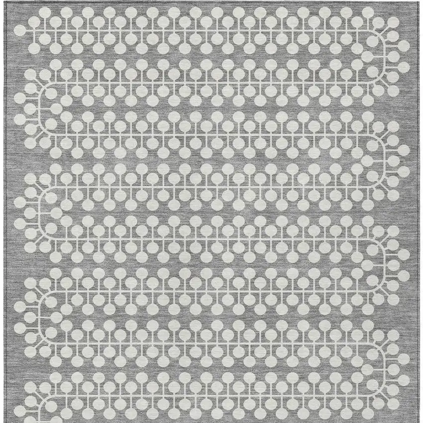 Gray And Ivory Geometric Washable Indoor Outdoor Area Rug Photo 4