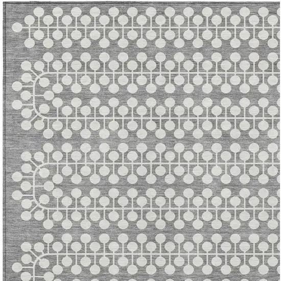 Gray And Ivory Geometric Washable Indoor Outdoor Area Rug Photo 6