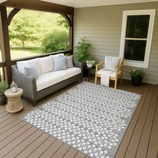 Gray And Ivory Geometric Washable Indoor Outdoor Area Rug Photo 6