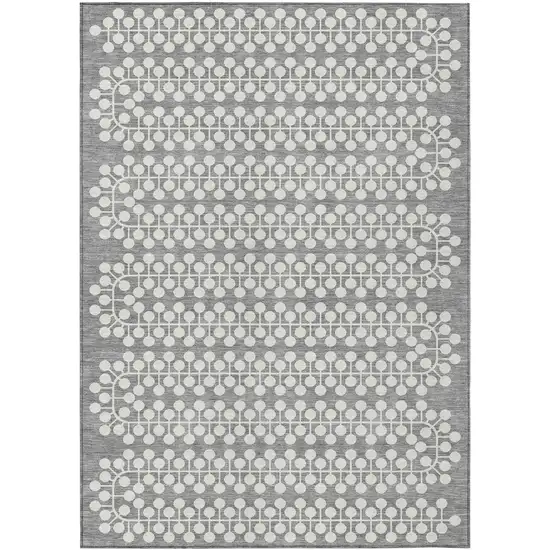 Gray And Ivory Geometric Washable Indoor Outdoor Area Rug Photo 2