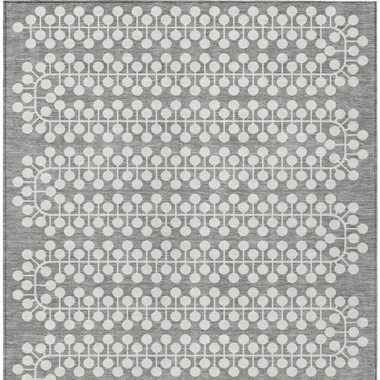 Gray And Ivory Geometric Washable Indoor Outdoor Area Rug Photo 4