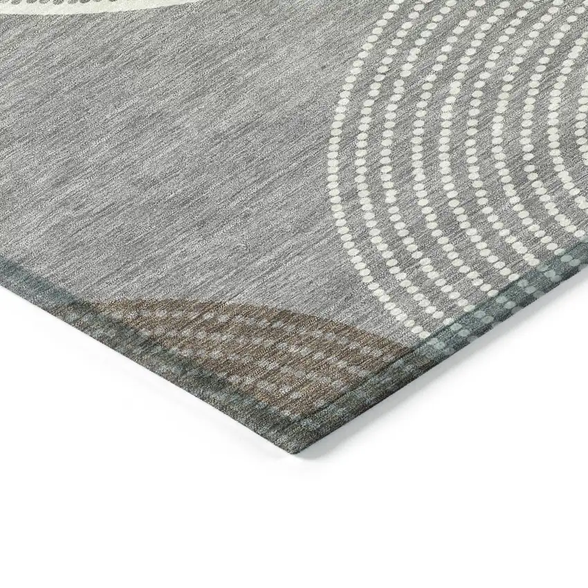 Gray And Ivory Geometric Washable Indoor Outdoor Area Rug Photo 5