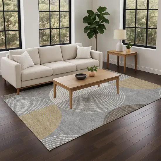 Gray And Ivory Geometric Washable Indoor Outdoor Area Rug Photo 8