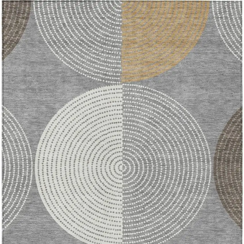 Gray And Ivory Geometric Washable Indoor Outdoor Area Rug Photo 6