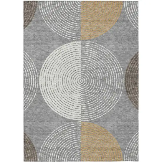 Gray And Ivory Geometric Washable Indoor Outdoor Area Rug Photo 2