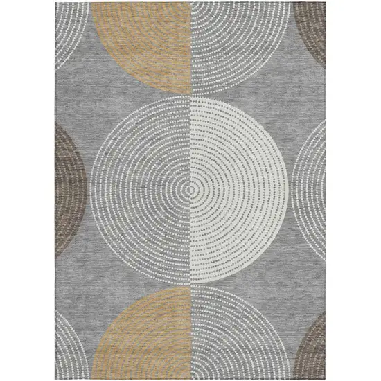 Gray And Ivory Geometric Washable Indoor Outdoor Area Rug Photo 4