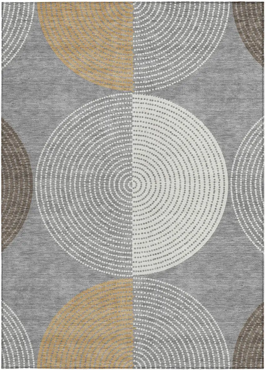 Gray And Ivory Geometric Washable Indoor Outdoor Area Rug Photo 4