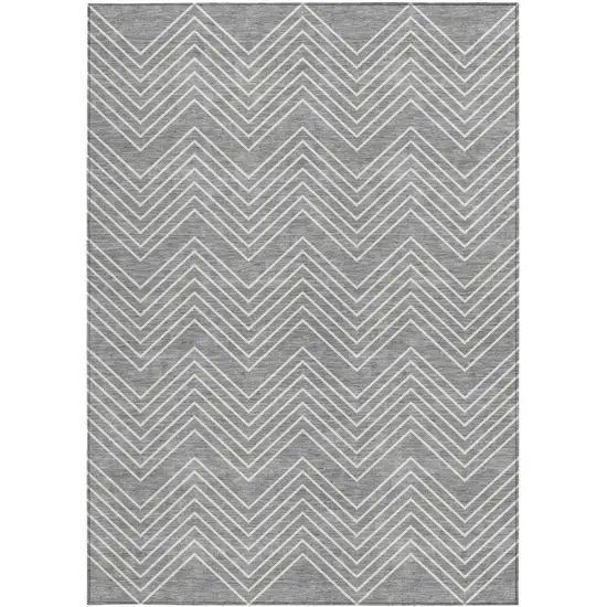 Gray And Ivory Geometric Washable Indoor Outdoor Area Rug Photo 3